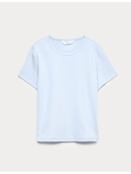 Marks & Spencer Otroški rebrati t-shirt iz čistega bombažja (6–16 let) Marks & Spencer modra