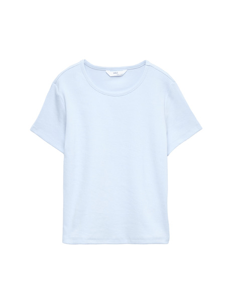 Marks & Spencer Otroški rebrati t-shirt iz čistega bombažja (6–16 let) Marks & Spencer modra