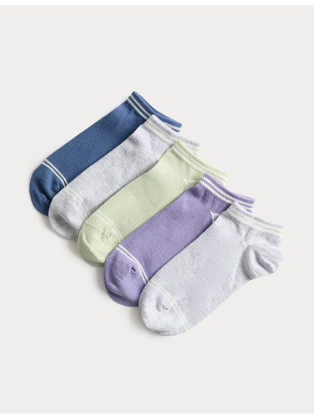 Marks & Spencer Kratke nogavice Trainer Liners™ z visokim deležem bombaža, 5 parov v paketu (6 majhno – 7 veliko) Marks & Spencer siva