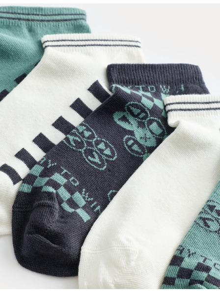 Marks & Spencer Kratke nogavice Trainer Liners™ Gaming, 5 parov v paketu (6 majhno – 7 veliko) Marks & Spencer zelena