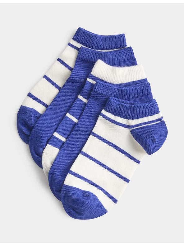Marks & Spencer Prugaste kratke nogavice Trainer Liners™, komplet 5 parov (6 majhno – 7 veliko) Marks & Spencer modra