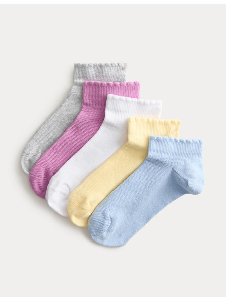 Marks & Spencer Rebrasте kratke nogavice Trainer Liners™ z visokim deležem bombaža, 5 parov (6 majhno – 7 veliko) Marks & Spencer visebarven