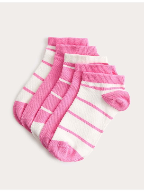Marks & Spencer Kratke nogavice Trainer Liners™ s prugami in visokim deležem bombaža, 5 parov v paketu (6 majhno – 7 veliko) Marks & Spencer modra