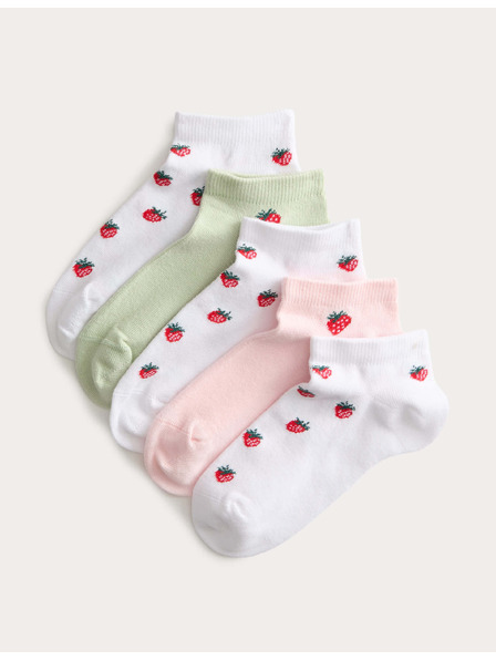 Marks & Spencer Kratke nogavice Trainer Liners™ s jagodami in visokim deležem bombaža, 5 parov v paketu (6 majhno – 7 veliko) Marks & Spencer rdeca