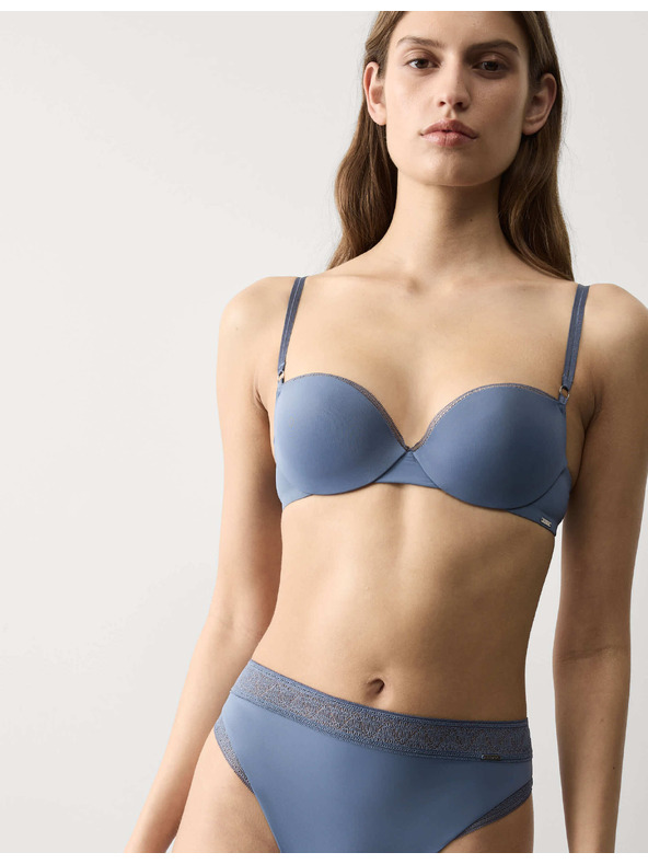 Marks & Spencer Balkonski nedrček push-up Boston iz mikrovlakna s kostci Marks & Spencer moder