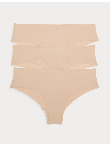Marks & Spencer Komplet 3 ks hlačk s nizkim pasom Body Invisibles™ brez VPL Marks & Spencer bež