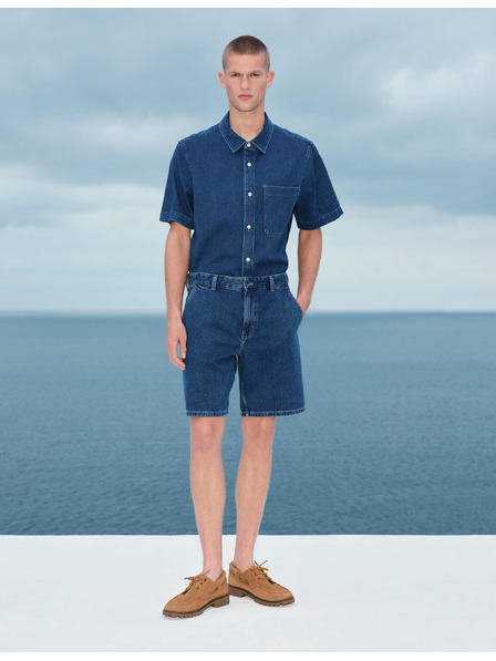 Marks & Spencer Denimska srajca s kratkimi rokavi iz čiste bombažne tkanine Marks & Spencer modra