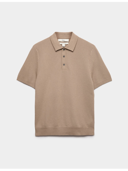 Marks & Spencer Pletena polo majica s teksturo in visokim deležem bombaže Marks & Spencer bež