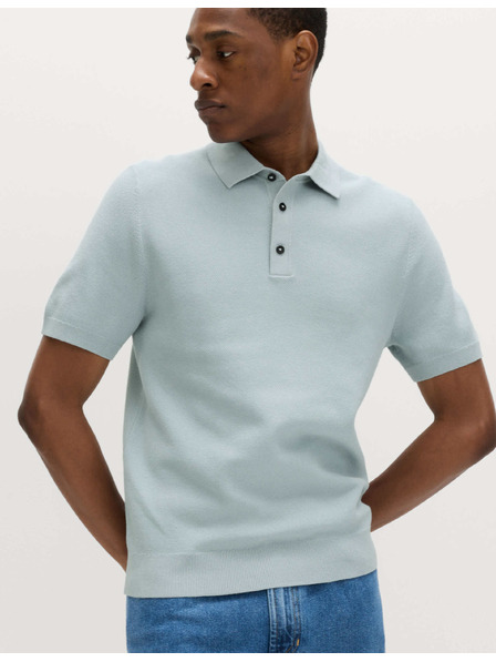 Marks & Spencer Pletena polo majica s teksturo in visokim deležem bombaže Marks & Spencer modra