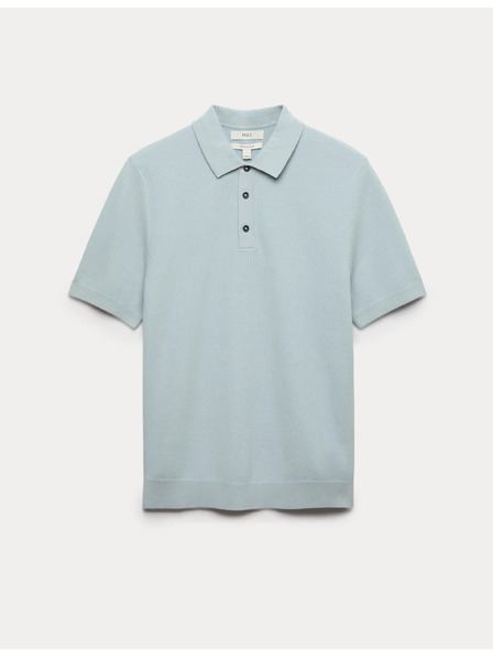 Marks & Spencer Pletena polo majica s teksturo in visokim deležem bombaže Marks & Spencer modra