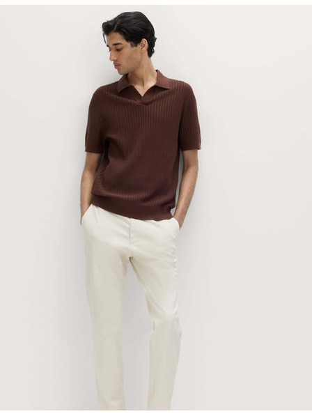 Marks & Spencer Polo majica z rebrastim vzorcem, s Henleyjevim ovratnikom, z visokim deležem bombaže Marks & Spencer rjava