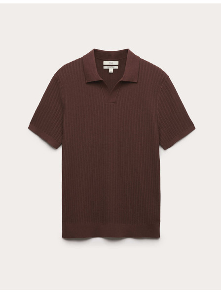 Marks & Spencer Polo majica z rebrastim vzorcem, s Henleyjevim ovratnikom, z visokim deležem bombaže Marks & Spencer rjava