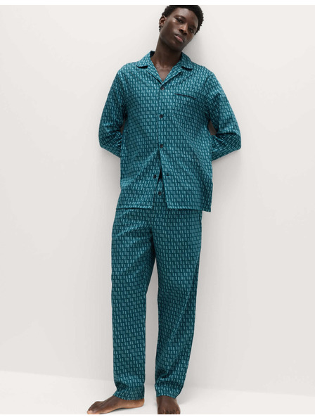 Marks & Spencer Pižama kompleta iz 100% bombaže z geometrijskim tiskom Marks & Spencer zelena