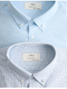Marks & Spencer Komplet 2 ks karirastih majic s kratkimi rokavi, normalen kroj Marks & Spencer modra