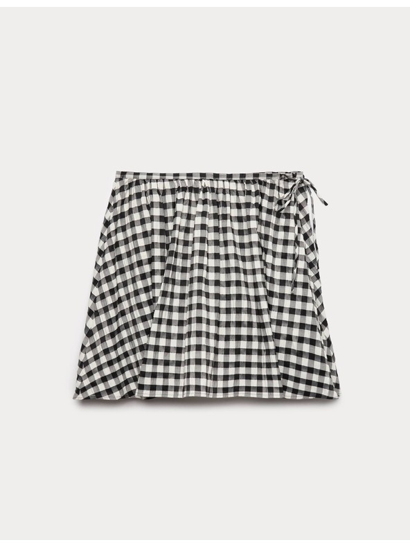 Marks & Spencer Majhno okroglo krilo iz materiala Gingham iz mešanice bombaža Marks & Spencer črna
