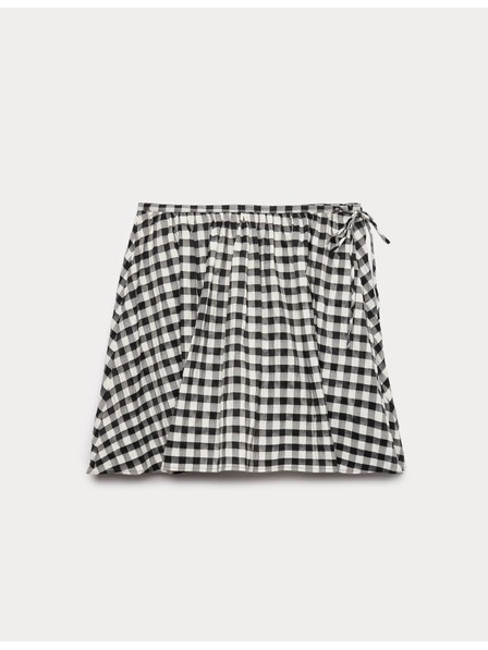 Marks & Spencer Majhno okroglo krilo iz materiala Gingham iz mešanice bombaža Marks & Spencer črna
