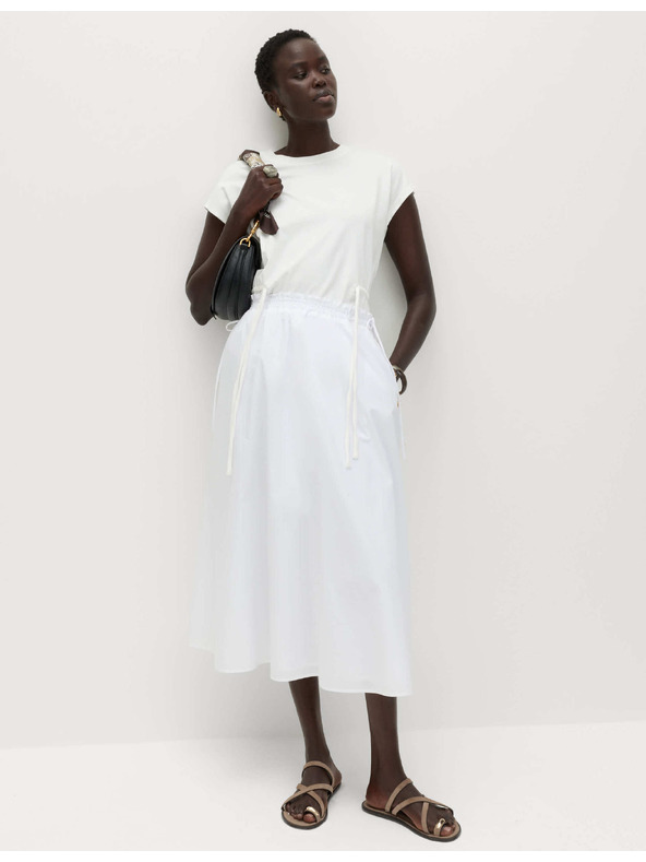 Marks & Spencer Poplin midi krila iz čiste bombaže Marks & Spencer bela