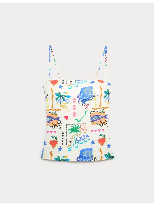 Marks & Spencer Tankini top z nabiranim in tiskom Marks & Spencer večbarvna