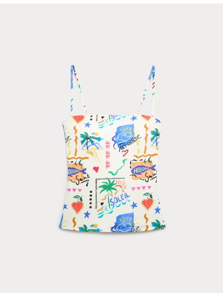 Marks & Spencer Tankini top z nabiranim in tiskom Marks & Spencer večbarvna