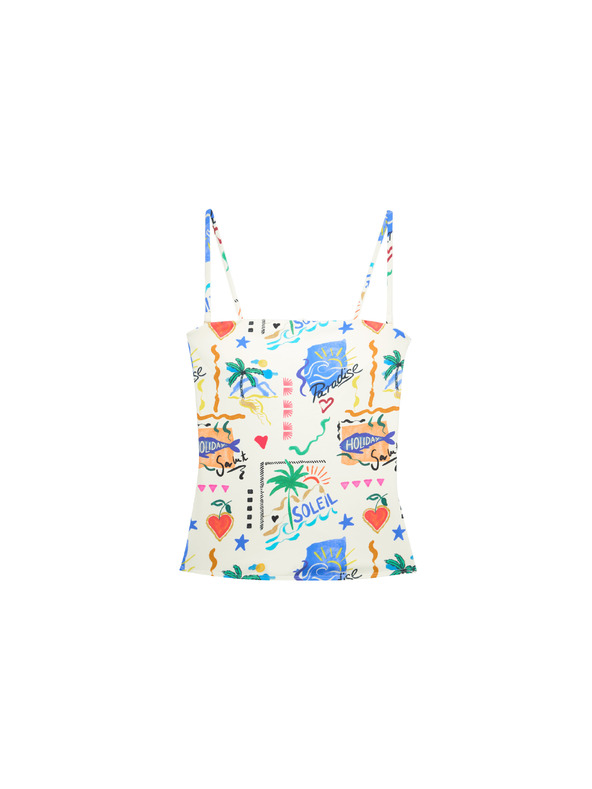 Marks & Spencer Tankini top z nabiranim in tiskom Marks & Spencer večbarvna