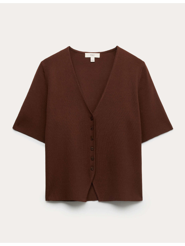 Marks & Spencer Razpenjivi kardigan ozko kroja z V izrezom Marks & Spencer rjava