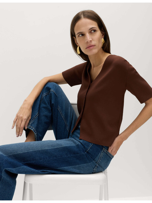 Marks & Spencer Razpenjivi kardigan ozko kroja z V izrezom Marks & Spencer rjava