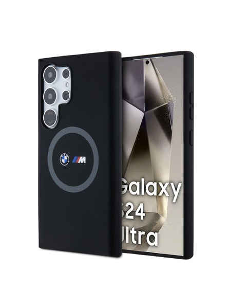 BMW BMW M Printed Round and Logo Magsafe Silikonski ovoj za Samsung Galaxy S24 Ultra Black