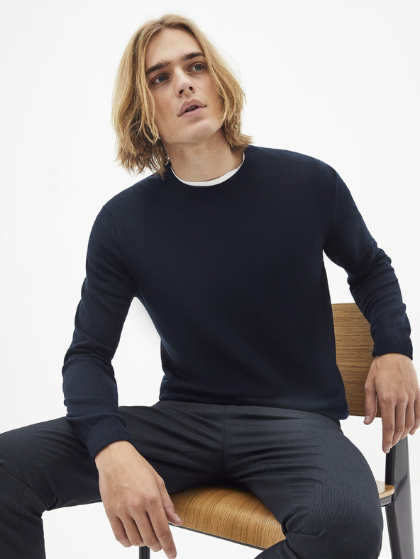 Celio Temno moder volneni osnovni pulover Celio Semerirond