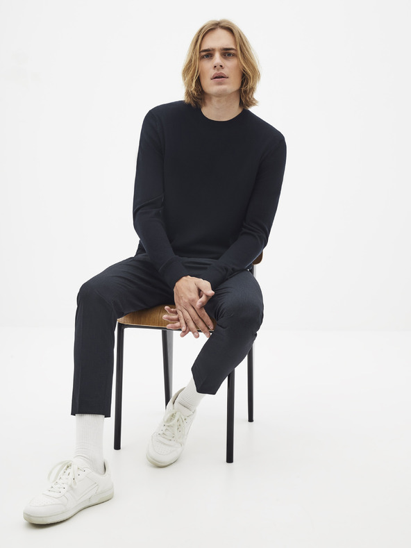 Celio Temno moder volneni osnovni pulover Celio Semerirond