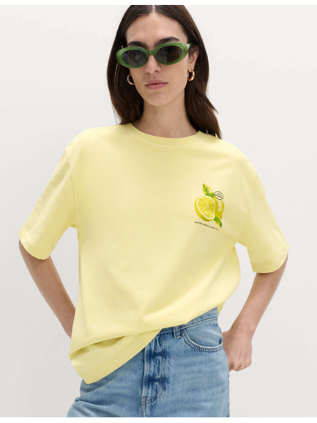 Marks & Spencer Oversized majica s tisk iz čistega bombaža Marks & Spencer rumena