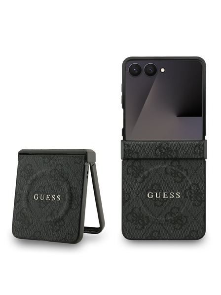Guess Guess PU Leather 4G Colored Ring Magnetic Zadnji Ovitek za Samsung Galaxy Z Flip 7 Black