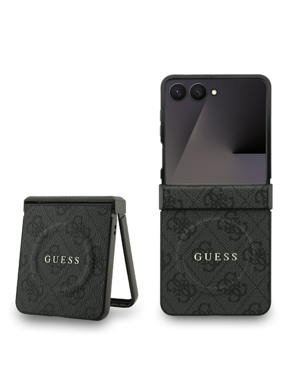 Guess Guess PU Leather 4G Colored Ring Magnetic Zadnji Ovitek za Samsung Galaxy Z Flip 7 Black
