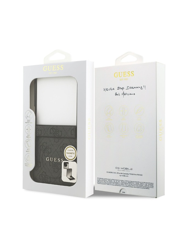 Guess Guess PU Leather 4G Colored Ring Magnetic Zadnji Ovitek za Samsung Galaxy Z Flip 7 Black