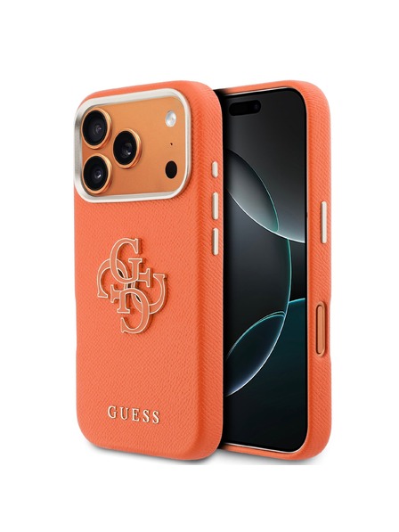 Guess Guess PU Grained 4G Resin Metal Logo Zadnji Ovoj za iPhone 17 Pro Orange