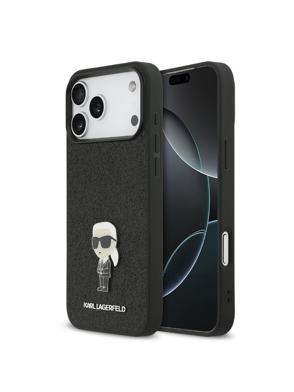 Karl Lagerfeld Karl Lagerfeld Fixed Glitter Metal Ikonik Zadnji Ovoj za iPhone 17 Pro Max Black