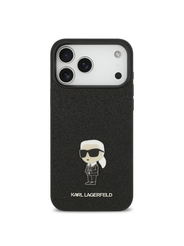 Karl Lagerfeld Karl Lagerfeld Fixed Glitter Metal Ikonik Zadnji Ovoj za iPhone 17 Pro Max Black