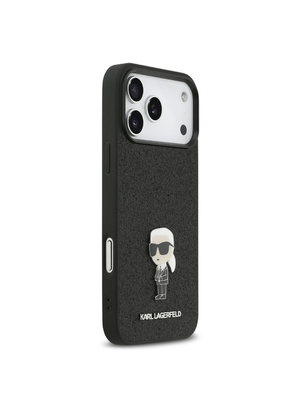 Karl Lagerfeld Karl Lagerfeld Fixed Glitter Metal Ikonik Zadnji Ovoj za iPhone 17 Pro Max Black