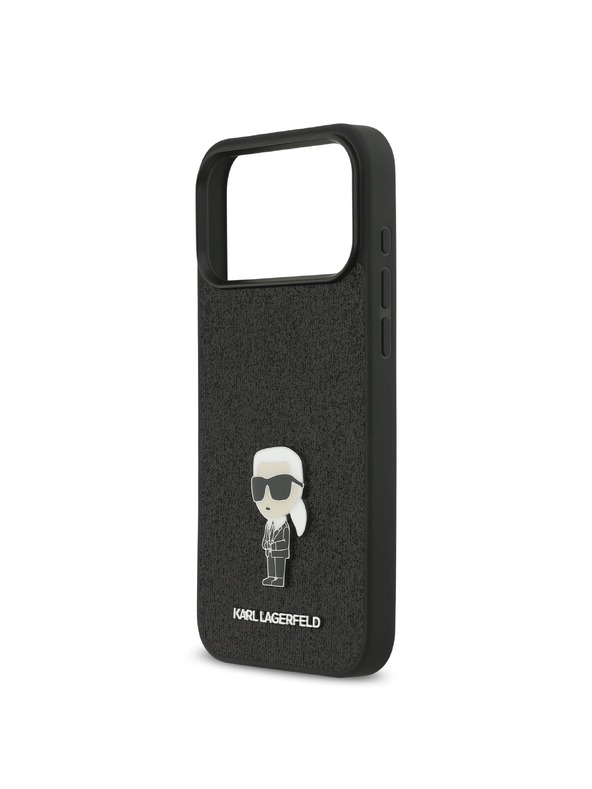 Karl Lagerfeld Karl Lagerfeld Fixed Glitter Metal Ikonik Zadnji Ovoj za iPhone 17 Pro Max Black