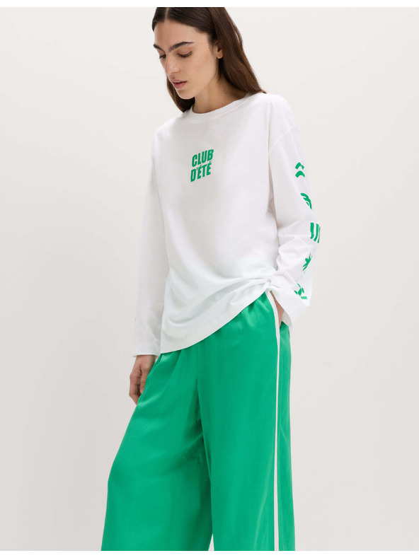 Marks & Spencer Oversized majica s tisk iz čistega bombaža Marks & Spencer bela