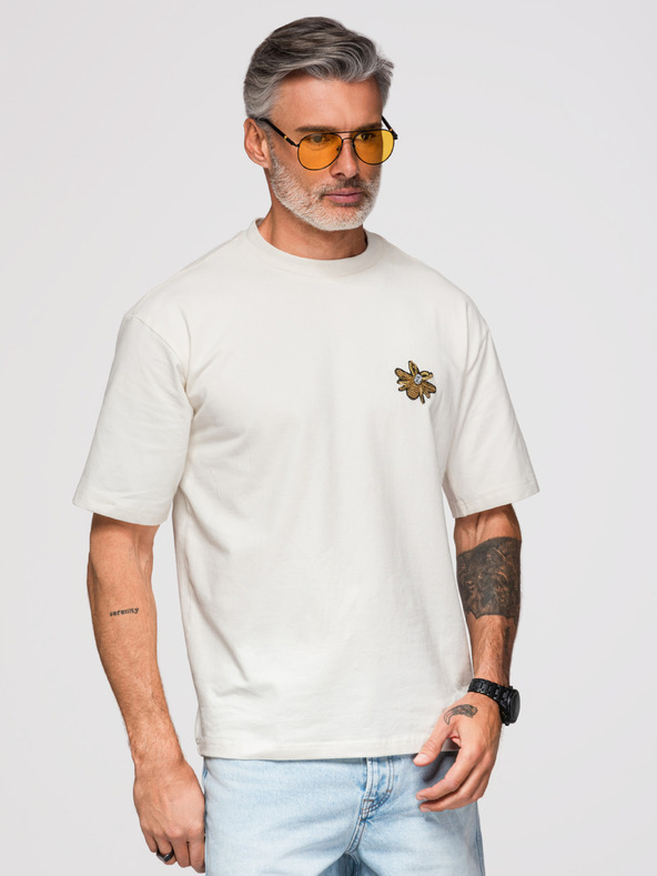 Ombre Clothing Majica "OM-TSCT-0275" – smetanova barva Ombre Clothing
