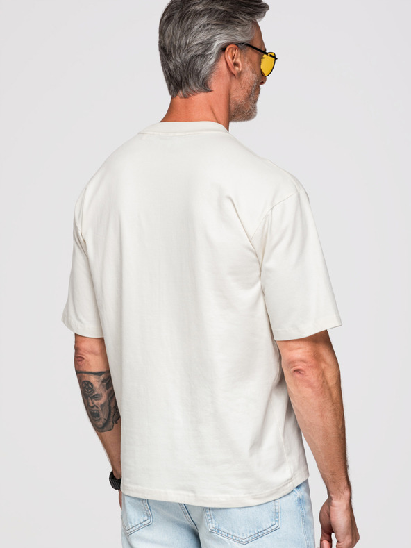 Ombre Clothing Majica "OM-TSCT-0275" – smetanova barva Ombre Clothing