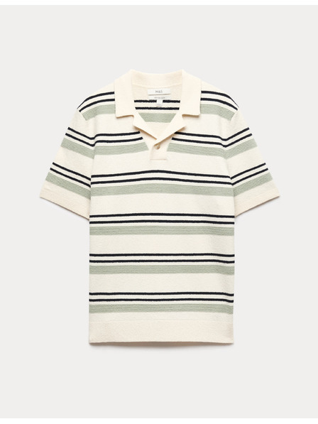 Marks & Spencer Polo majica iz bukleja z izrazitimi prugami in visokim deležem bombaža Marks & Spencer smetanova