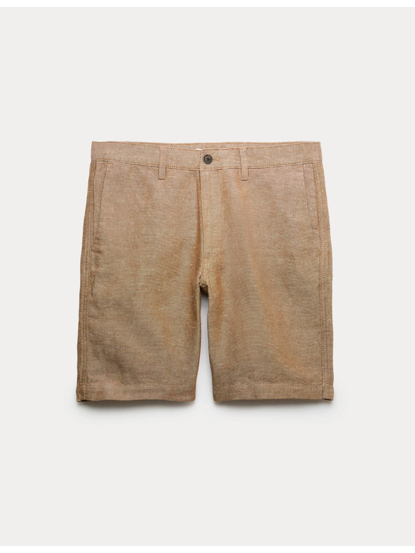 Marks & Spencer Chino kratke hlače, iz lanene zmesi Marks & Spencer rjava