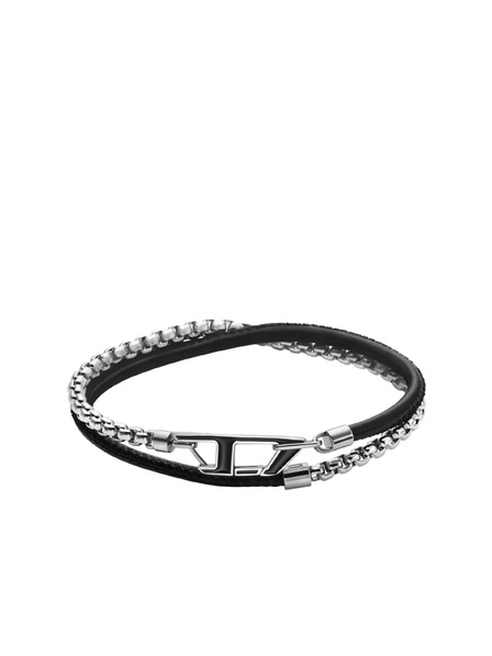 Diesel Unisex naramek Diesel D Logo jeklo in usnje DX1472040