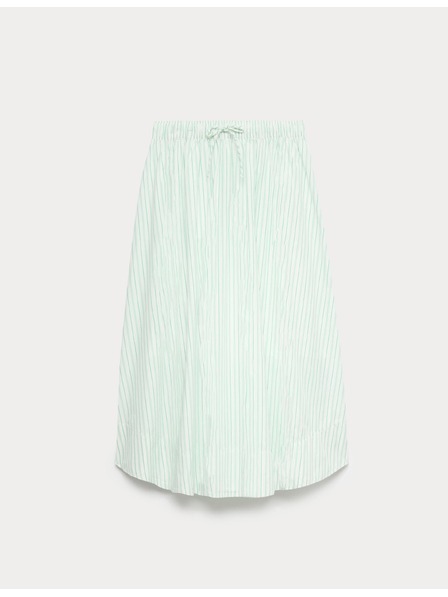 Marks & Spencer Prugasta midi krožna krila iz čistega bombaža Marks & Spencer zelena