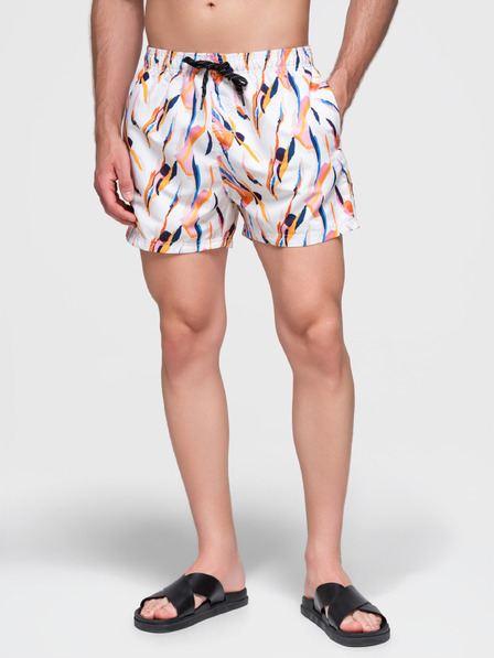Ombre Clothing Oranžno-bele moške vzorčaste kopalke Ombre Clothing