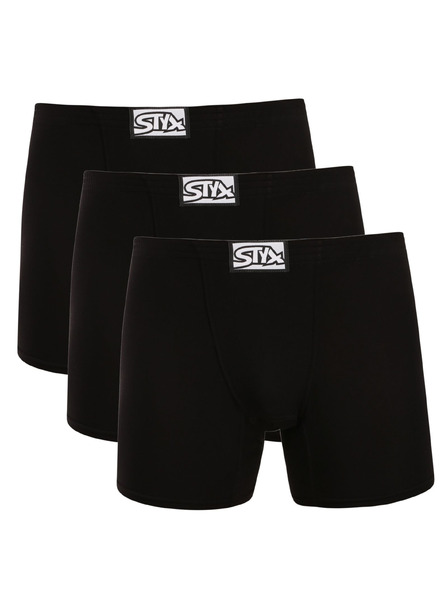 Styx Komplet treh - moške boxerke Styx long klasični elastični pas črni
