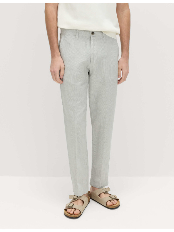 Marks & Spencer Hlačne Chino iz mešanice lanu, navaden kroj Marks & Spencer siva