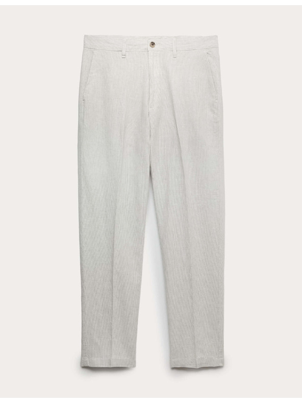 Marks & Spencer Hlačne Chino iz mešanice lanu, navaden kroj Marks & Spencer siva