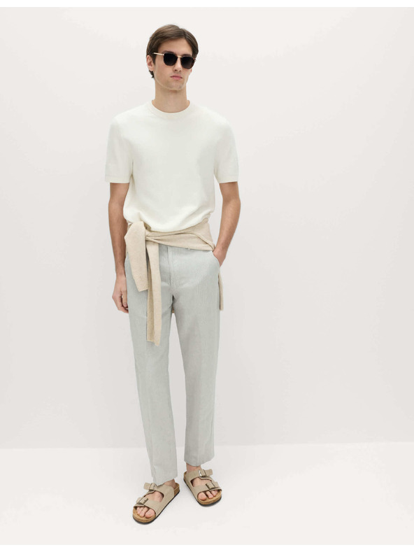 Marks & Spencer Hlačne Chino iz mešanice lanu, navaden kroj Marks & Spencer siva
